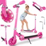 Kép 1/11 - Világító LED kerekes összecsukható roller, gyerekeknek, 50 kg teherbírással, rózsaszín