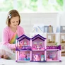 Kép 2/12 - Kétszintes játék Malplay Nagyméretű babaház bútorokkal és kiegészítőkkel, többek között család- és autófigurákkal, lila, 58 x 38 cm