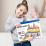 Kép 4/9 - 68 db-os Nagy méretű 3D mágneses színes panelek építőkészlet, 20 db kiskocsival