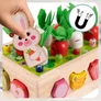 Kép 2/10 - Montessori Mágneses Puzzle Fa Kocka Válogató Kapd el a bogarat! Fa Répakocsi