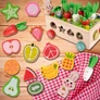 Kép 6/10 - Montessori Mágneses Puzzle Fa Kocka Válogató Kapd el a bogarat! Fa Répakocsi