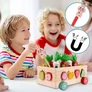 Kép 7/10 - Montessori Mágneses Puzzle Fa Kocka Válogató Kapd el a bogarat! Fa Répakocsi