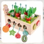 Kép 9/10 - Montessori Mágneses Puzzle Fa Kocka Válogató Kapd el a bogarat! Fa Répakocsi