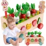Kép 1/10 - Montessori Mágneses Puzzle Fa Kocka Válogató Kapd el a bogarat! Fa Répakocsi