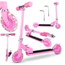 Kép 1/9 - Világító LED kerekes összecsukható roller, gyerekeknek, 50 kg teherbírással, rózsaszín