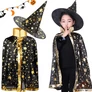 Kép 1/5 - Varázsló köpeny és kalap, jelmez halloweenre fekete csillagos,  26118_L