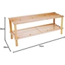 Kép 2/6 - Alpina 2 szintes natúr fa cipőtároló polc, 74 x 26 x 29,5cm