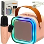 Kép 1/2 - Karaoke szett 2 mikrofon + hordozható hangszóró BLUETOOTH USB LED rózsaszín