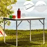 Kép 4/7 - Összecsukható kemping asztal, hordozófüllel, vizálló, 80 x 60 x 69 cm, fehér