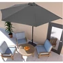 Kép 1/5 - Ambience Kitekerhető Félkör-Balkon napernyő, széltörővel, 2,7 m, 160g/m2, Acél vázzal,  szürke
