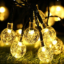 Kép 5/7 - Napelemes dekor kerti LED fényfüzér, meleg fehér, 20 db gömbbel