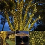 Kép 2/8 - 21 m-es 480 LED-es fényfüzér, hybrid tölthető-napelemes, meleg fehér, 8 világítási mód, időzíthető, távvezérlős