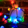 Kép 3/4 - Napelemes dekor gömb kerti LED fényfüzér, színes, 40 db izzóval