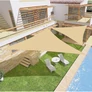 Kép 1/6 - Háromszög napvitorla, árnyékoló, esőálló anyagból,  3 x 3 m - világosbézs