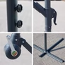 Kép 11/14 - Függő Gémes Kitekerhető Napernyő Talppal, 3,5 m, szürke, takaróponyvával, 8 db acél merevítőbordával, 180 g/m2