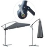 Kép 8/14 - Függő Gémes Kitekerhető Napernyő, 3,5 m, szürke, takaróponyvával, 8 db acél merevítős, 180 g/m2