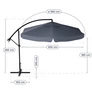 Kép 2/12 - Függő Gémes Kitekerhető Napernyő, 3,5 m, szürke, takaróponyvával, 230g/m2