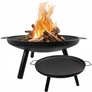 Kép 1/8 - Hordozható tömör acél Grill fekete kerti tűzrakó tál, 58 cm