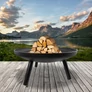 Kép 2/10 - Alpina Hordozható tömör acél Grill fekete kerti tűzrakó tál 60 x29 cm