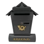 Kép 3/3 - Horganyzott Acél zárható postaláda 37 × 10 5 × 47 cm 2 db kulccsal fekete