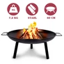 Kép 9/10 - Alpina Hordozható tömör acél Grill fekete kerti tűzrakó tál 60 x29 cm