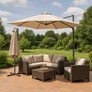 Kép 1/4 - Ambience Függő Gémes Kitekerhető Napernyő, széltörővel, 3 m, Beige, 170 g/m2, UPF30+