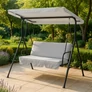Kép 1/11 - ProGarden 3 személyes kerti hintaágy 175 x 110 x 151 cm világosszürke 230g/m2 max 300 kg terhelhetőséggel