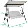 Kép 10/10 - ProGarden 3 személyes kerti hintaágy 175 x 110 x 151 cm világosszürke 230g/m2 max 300 kg terhelhetőséggel