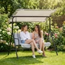 Kép 3/10 - ProGarden 3 személyes kerti hintaágy 175 x 110 x 151 cm világosszürke 230g/m2 max 300 kg terhelhetőséggel