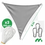 Kép 10/10 - Aura Háromszög napvitorla, árnyékoló, nagyon erős duplán varrt esőálló anyagból, 140 g/m2, 4 x 4 m - szürke, 3 db 3,5 m zsinórral  és karabinerrel
