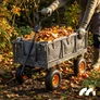 Kép 5/12 - Sunwaal Masszív XL kerti szállító kocsi, lehajtható rácsos oldalfallal Nagy 100L, 400 kg teherbírással, levehető ponyvával, zsámolyos első tengely