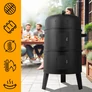 Kép 3/11 - Faszenes grill, kerti füstölő hőmérővel, 3 az 1-ben kandalló