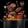Kép 5/11 - Faszenes grill, kerti füstölő hőmérővel, 3 az 1-ben kandalló