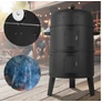 Kép 8/11 - Faszenes grill, kerti füstölő hőmérővel, 3 az 1-ben kandalló