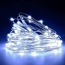 Kép 3/4 - 100 micro LED-es elemes kerti, esküvői fényfüzér, hideg fehér, 5 m