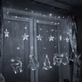 Kép 1/4 - 139 LED-es csillag-jégcsap kültéri-beltéri fényfüggöny, meleg fehér, 2,5 méter széles, 8 világítási móddal