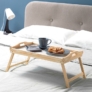 Kép 1/5 - Natúr fa reggeliző tálca, ágytálca, kihajtható lábakkal,  50 x 30 cm