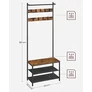 Kép 6/6 - Vasagle Vintage barna Masszív vas előszobai ruha és cipőtartó állvány, 180 x 62 x 32 cm, HSR411B01