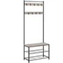 Kép 3/6 - Vasagle Masszív Vas előszobai ruha és cipőtartó állvány, 175 x 70 x 32 cm, szürke-fekete, HSR41MB
