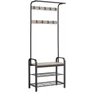 Kép 3/6 - Vasagle XXL Masszív Vas előszobai ruha és cipőtartó állvány, 183 x 77 x 33 cm, szürke-fekete, HSR40MB