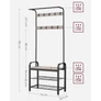 Kép 5/6 - Vasagle XXL Masszív Vas előszobai ruha és cipőtartó állvány, 183 x 77 x 33 cm, szürke-fekete, HSR40MB