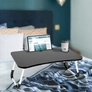 Kép 2/8 - Összecsukható laptopasztal fiókkal, ágyhoz vagy kanapéra, MDF+fém, 60 x 39,5 cm 