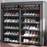 Kép 4/5 - Dupla Mobil textil cipősszekrény, 12 polccal, 120 x 110 x 30 cm, szürke