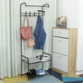 Kép 8/8 - Stabil Fém előszobai ruha és cipőtartó állvány, 173 x 60 x 30 cm, fekete, DT
