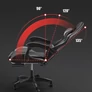 Kép 6/11 - Gamer párnázott puha állítható irodai forgószék, fekete, 150 Kg teherbírással, kihajtható lábtámasszal