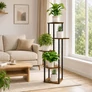 Kép 9/10 - Loft Skandináv stílusú Fém, MDF fa mintás modern 5 szintes, nappaliba, erkélyre, 106 x 30 cm 