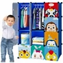 Kép 2/9 - HÖGLER Moduláris Push-Fit Aranyos gyerek gardróbszekrény kék 144 x 109 cm 12 modul