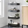 Kép 3/10 - ModernHome Műanyag fürdőszobai polcegység 4 polccal és kerekekkel, fekete, 85 x 12,5 x 38,5 cm