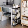Kép 6/10 - ModernHome Műanyag fürdőszobai polcegység 4 polccal és kerekekkel, fekete, 85 x 12,5 x 38,5 cm