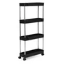 Kép 8/10 - ModernHome Műanyag fürdőszobai polcegység 4 polccal és kerekekkel, fekete, 85 x 12,5 x 38,5 cm